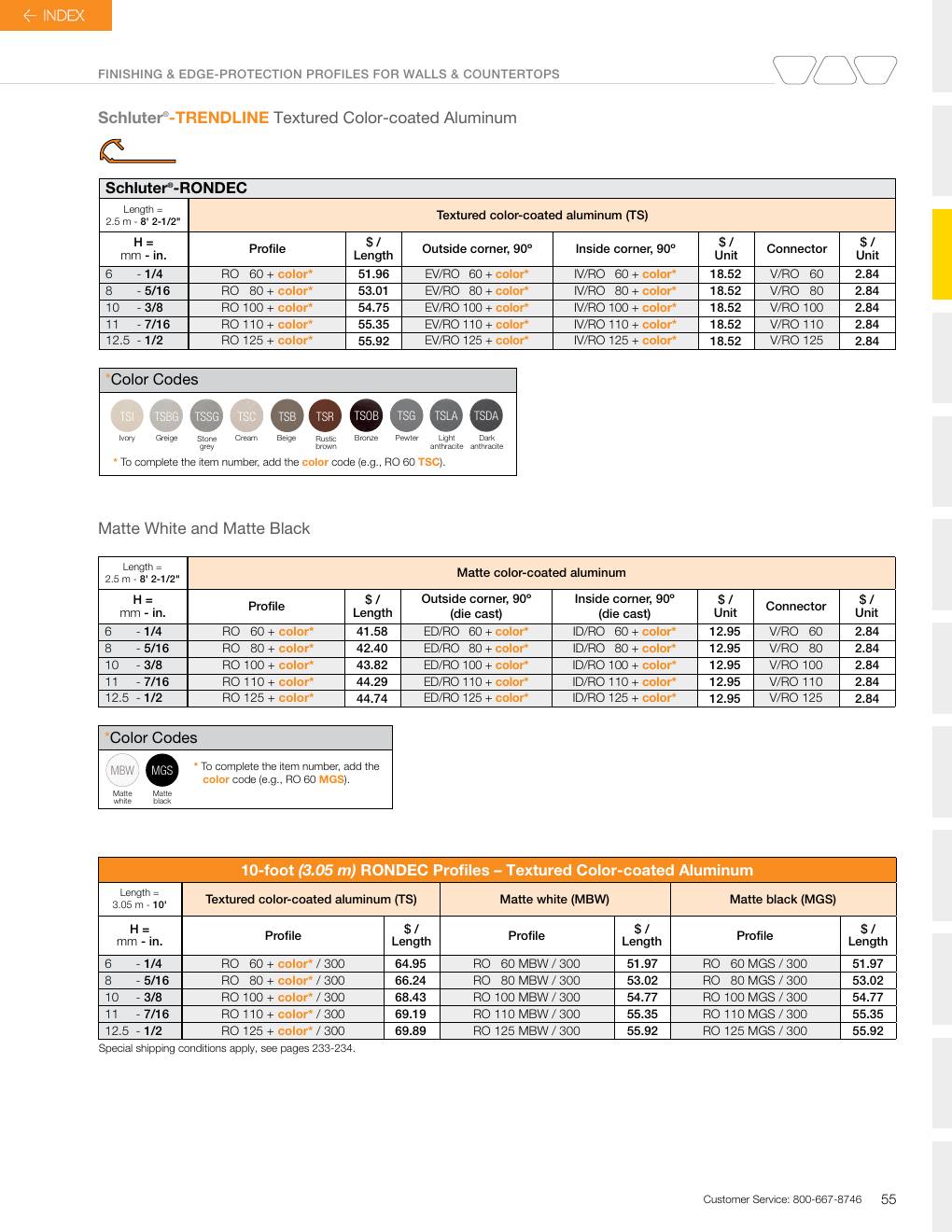 Schluter 2026 Canadian price list, page 57