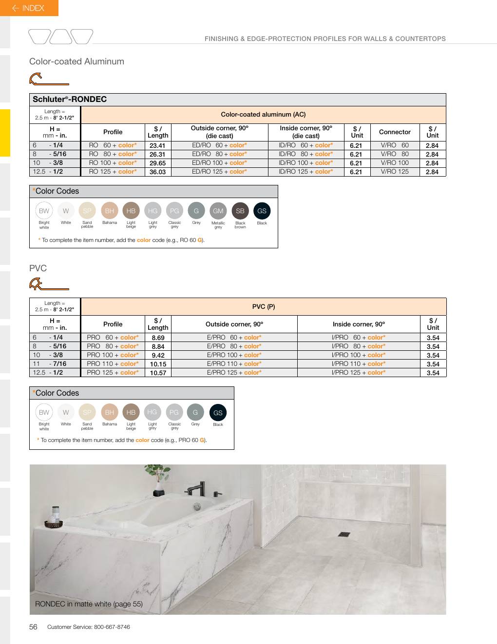 Schluter 2026 Canadian price list, page 58