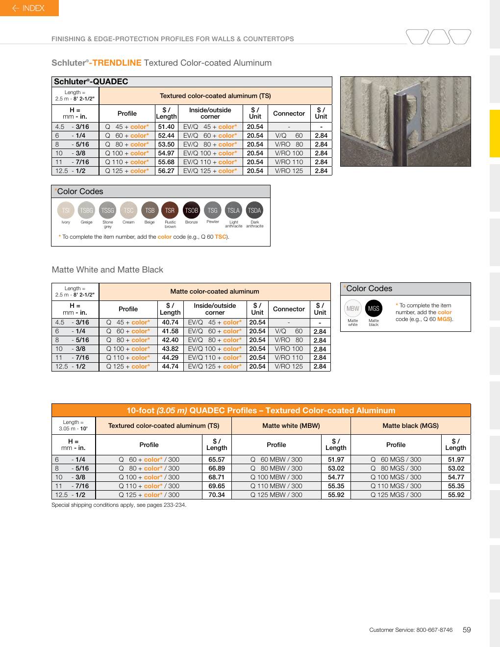 Schluter 2026 Canadian price list, page 61