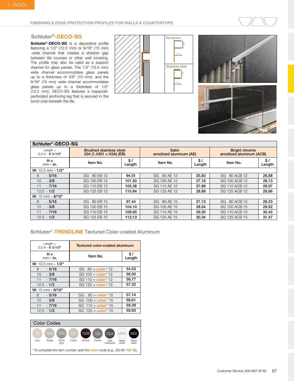 Schluter 2026 Canadian price list, page 69