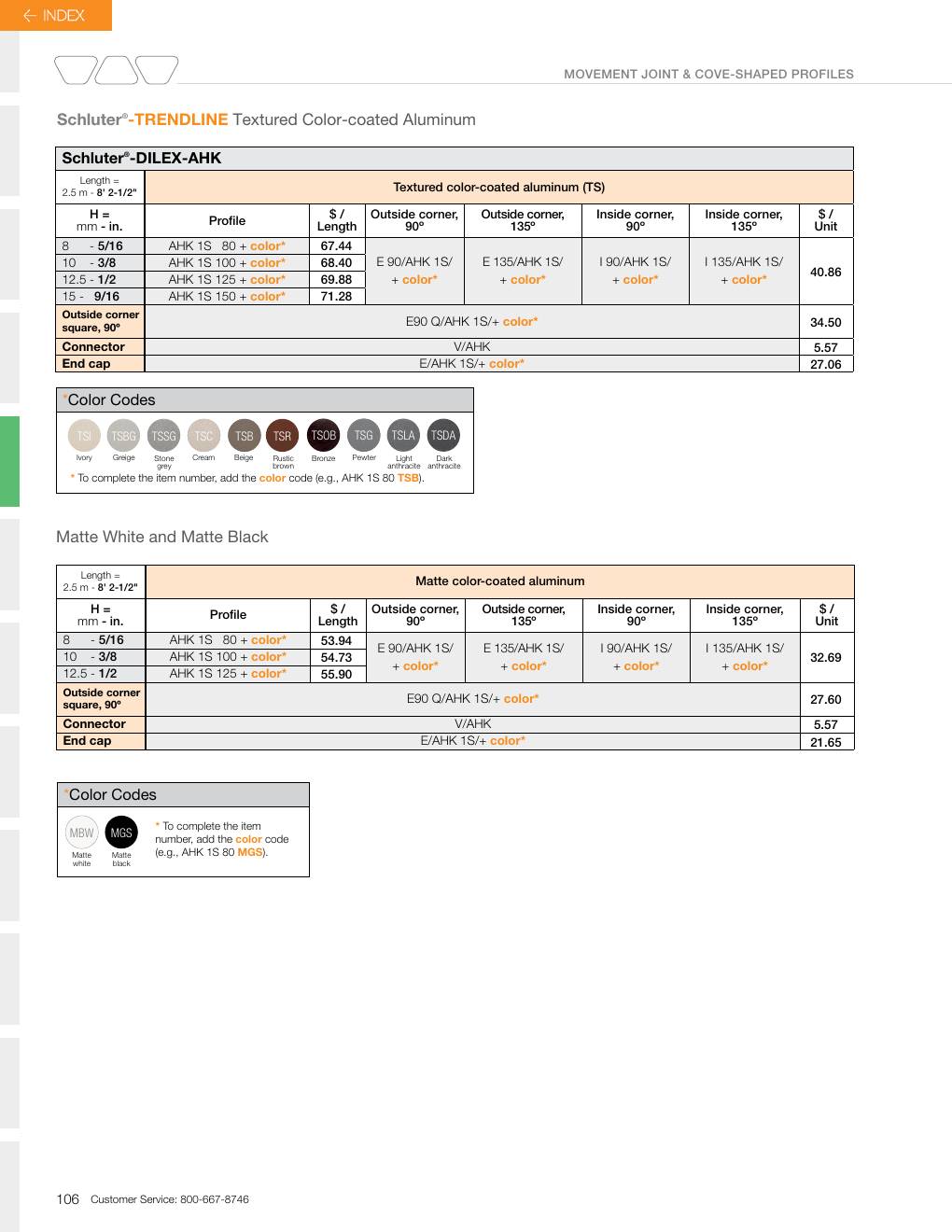 Schluter 2026 Canadian price list, page 108
