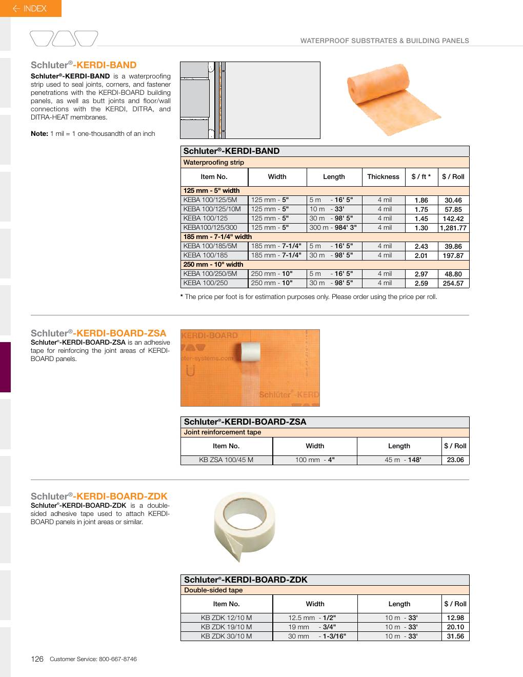 Schluter 2026 Canadian price list, page 128