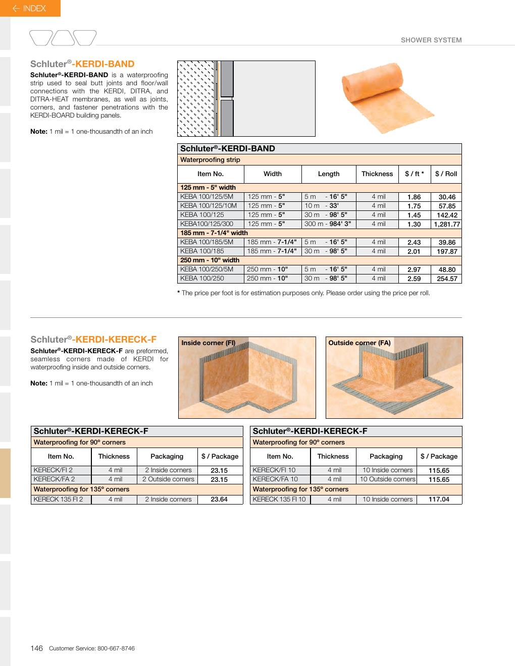 Schluter 2026 Canadian price list, page 148