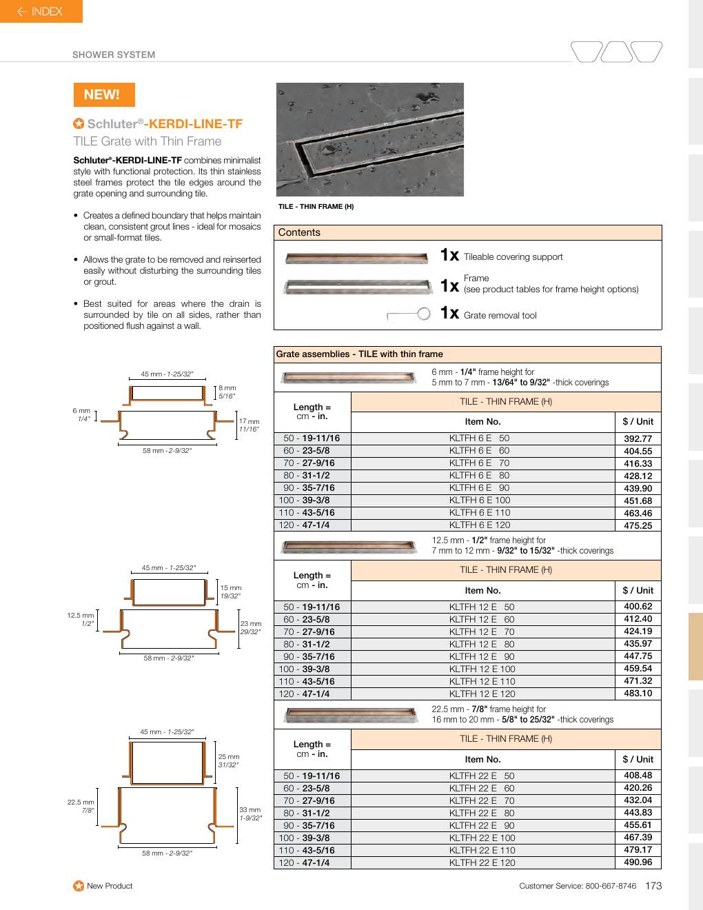 Schluter 2026 Canadian price list, page 175