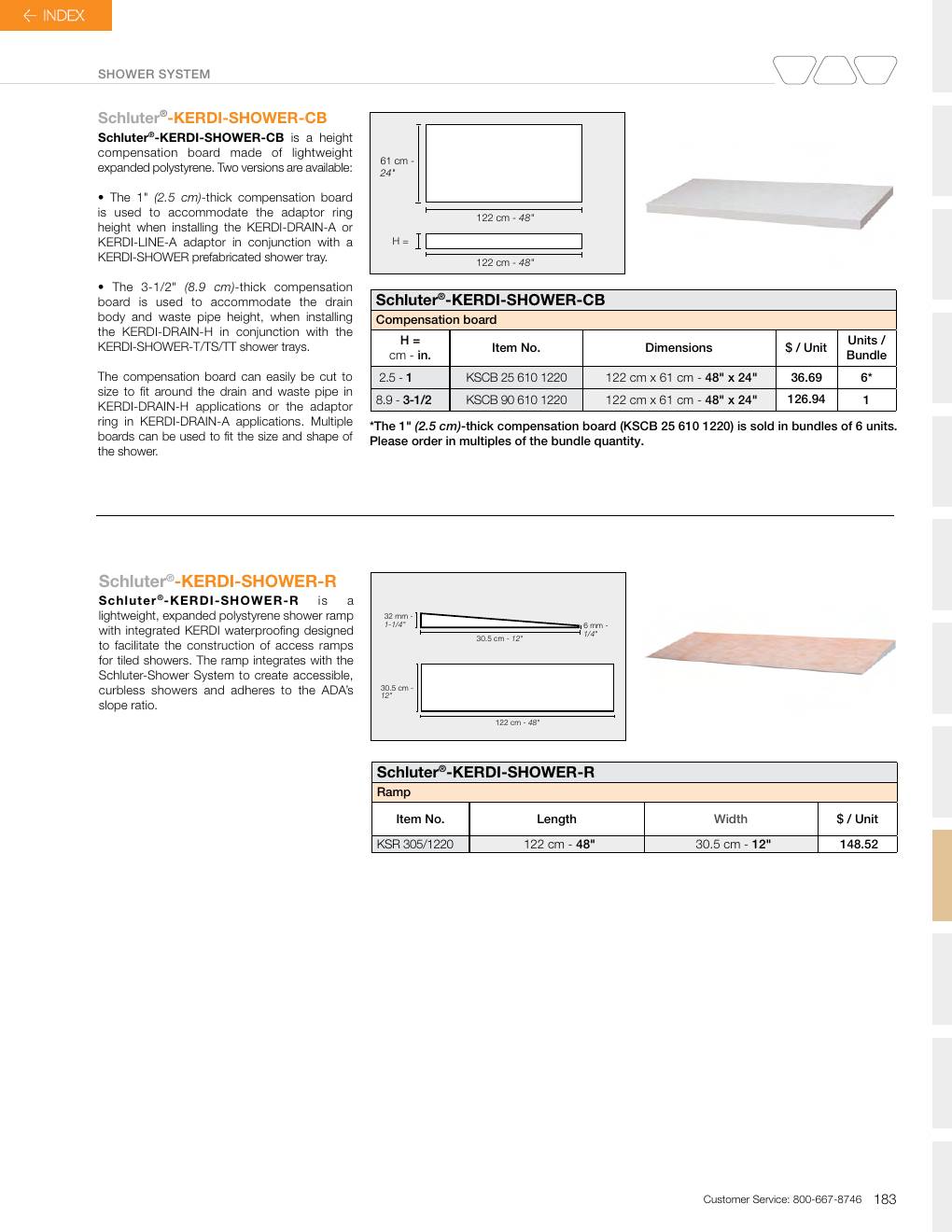 Schluter 2026 Canadian price list, page 185