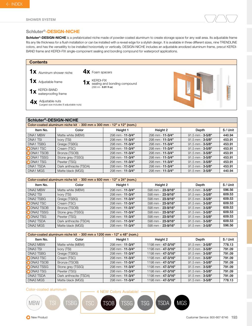 Schluter 2026 Canadian price list, page 195