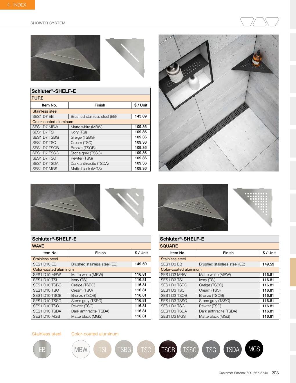 Schluter 2026 Canadian price list, page 205