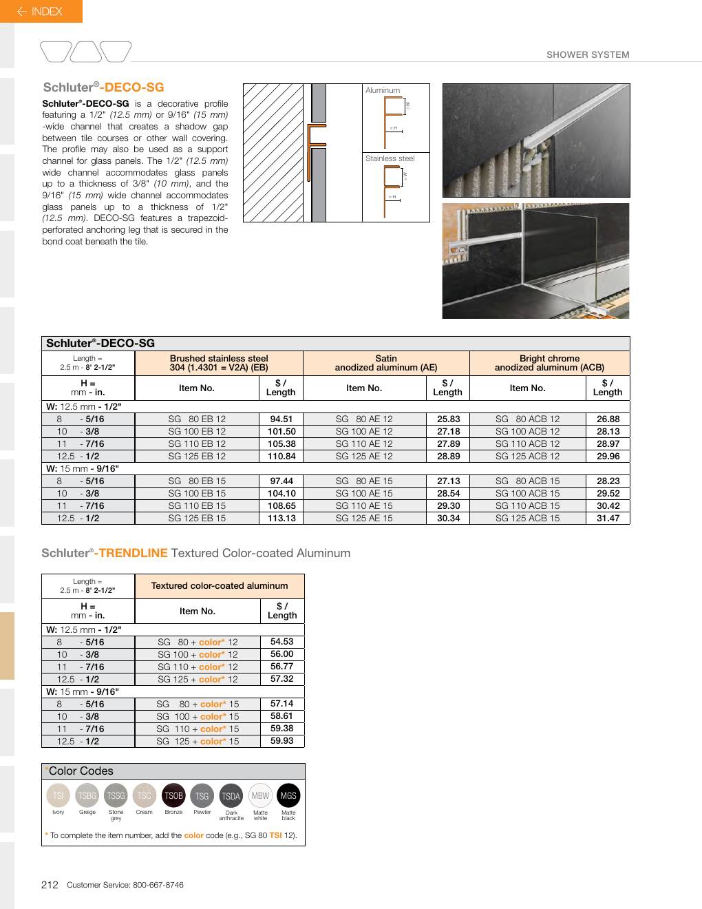 Schluter 2026 Canadian price list, page 214