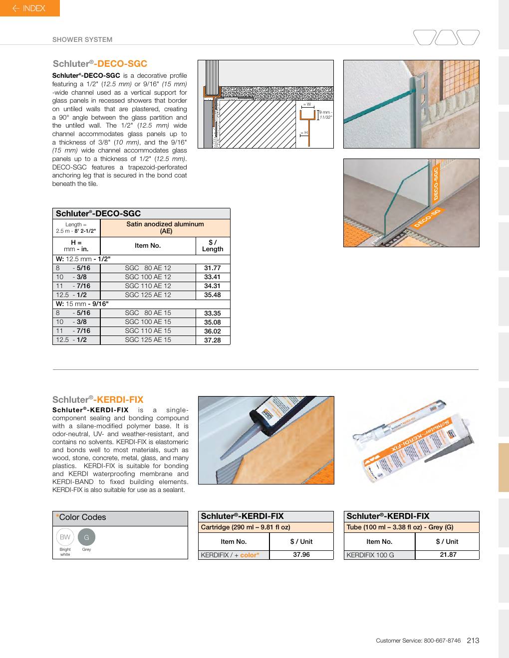 Schluter 2026 Canadian price list, page 215